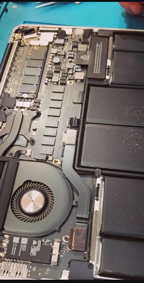 inside of a laptop motherboard